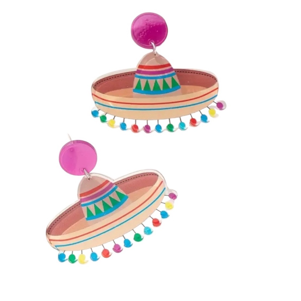 Mexican Hat Acrylic Dangle Earrings
